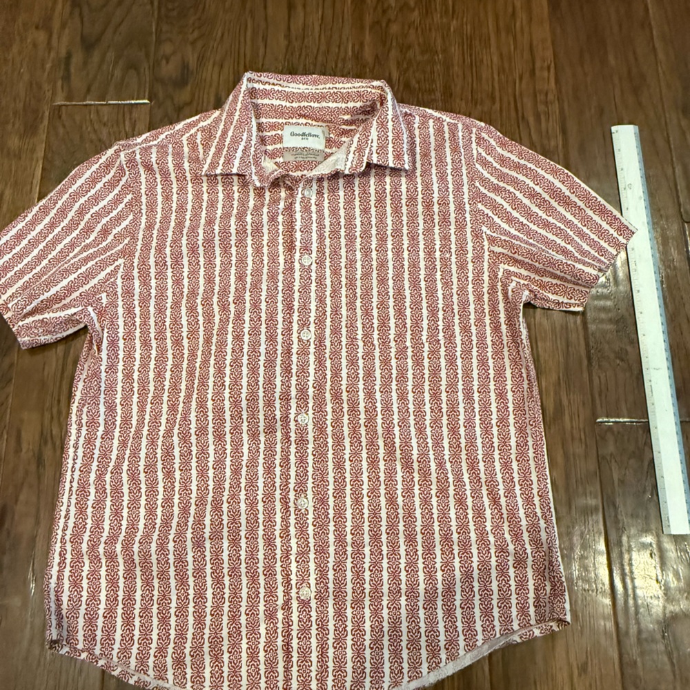 Goodfellow & Co Red and White Striped Button-Down Shirt